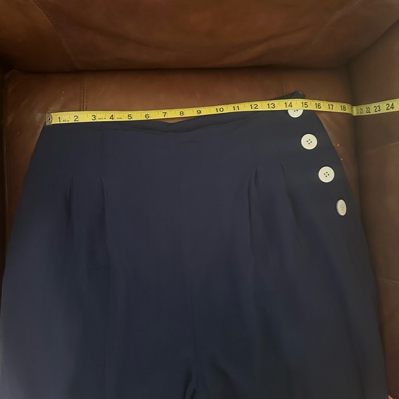 THE SEAMSTRESS OF BLOOMSBURY LONDON Navy Audrey Trouser w/ Button Detail-Size 14 - Picture 6 of 10